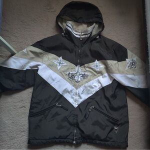 Bogner Goan Thylmann Embroidered Ski Jacket Sz 10 Husky Sled Dog White Black Tan